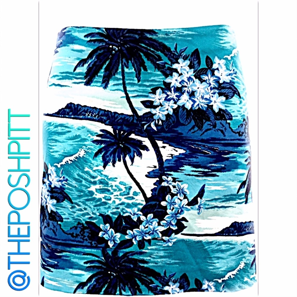 Express Tropical Beach Floral Stretch Mini Skirt
